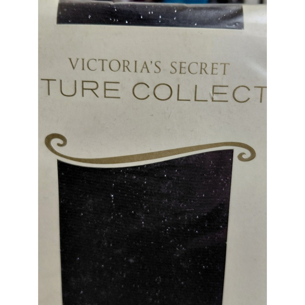 Vintage Victoria's Secret Couture Collection Nightlights Pantyhose Sparkle Blk L - Picture 2 of 6